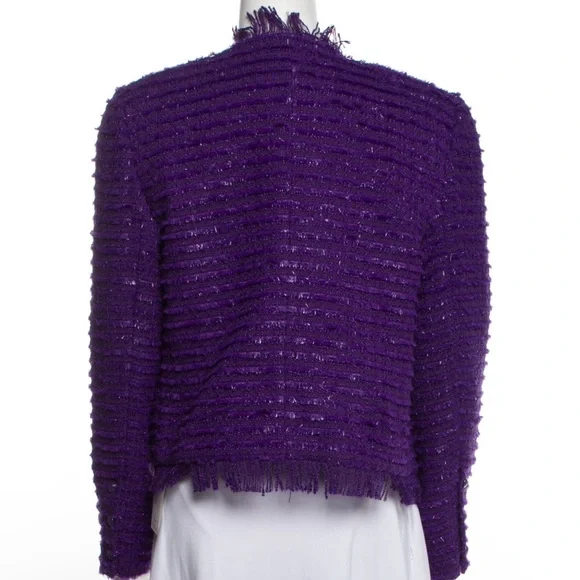 L'Agence Angelina Purple Tweed Open Blazer Jacket - Picture 7 of 9